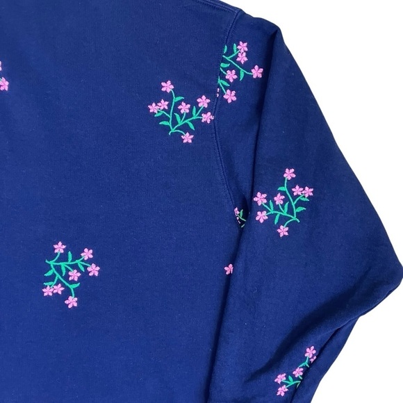 Crown & Ivy Floral Embroidered Crewneck Pullover Sweatshirt Relaxed Boho Sz XXL - Picture 6 of 16